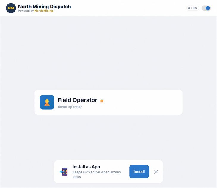 Demo mobile crew portal with GPS status